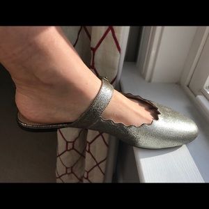 Chloe Ballerines Mules in Grey Glitter 40 1/2